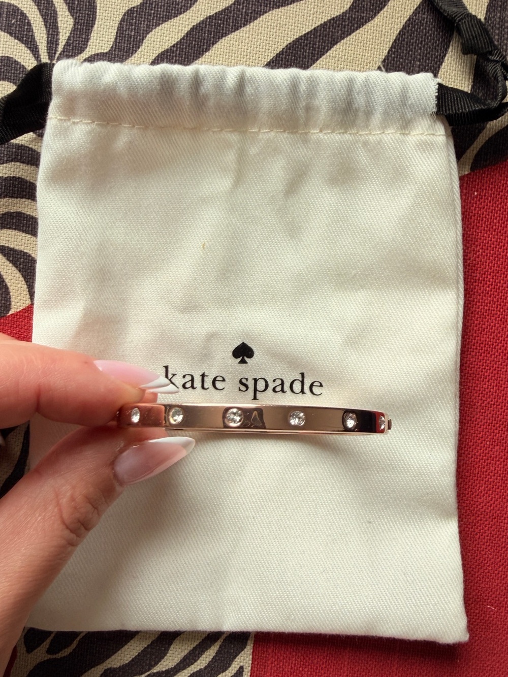 Kate Spade crystal hinge bangle in Rose Gold
